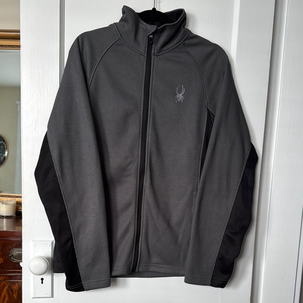 Spyder Gray and Black Performance Jacket Full-Zip Fleece